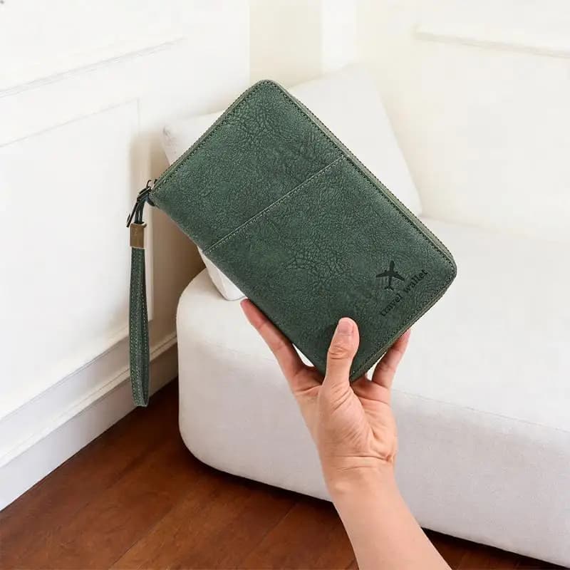 Multifunctional RFID Blocking Passport Bag Travel Document Holder Long Zipper Ticket Storage For Multi Passports