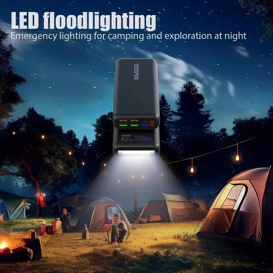 50000mAh Power Bank With LED Floodlight Quick Charge 22.5W PD 20W USB C Portable Charger For Camping Outdoor