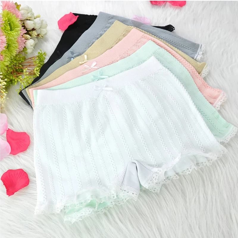 JIAYAN pantaloni corti di sicurezza da donna Sexy biancheria intima senza cuciture in pizzo mutandine traspiranti estate Slim Boxer a vita alta tinta unita