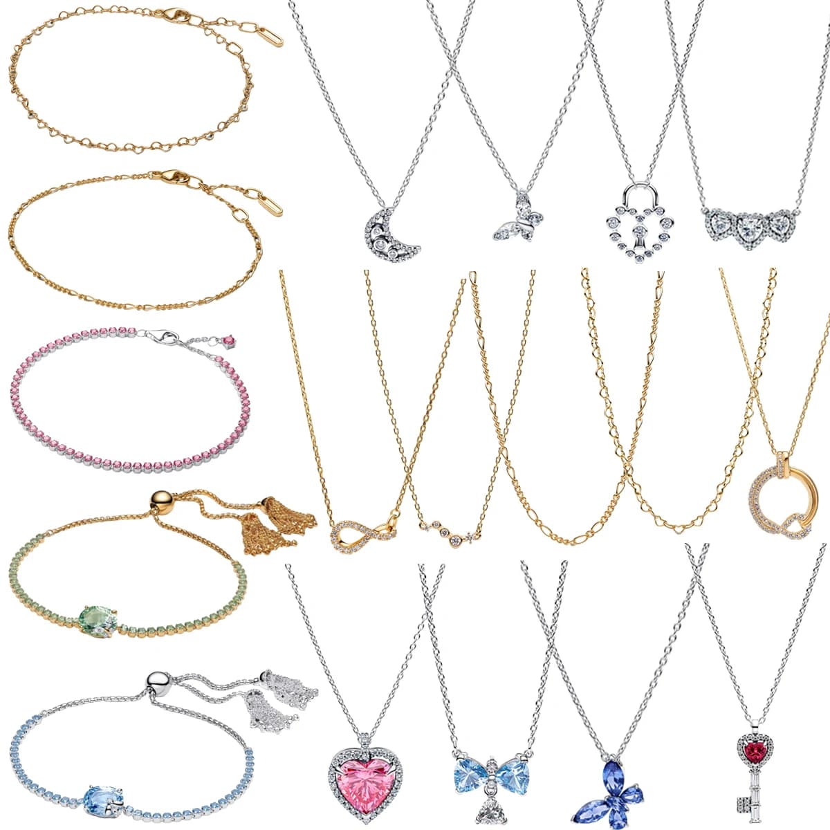 Nuova collana originale in argento sterling 925 con farfalla, stella, luna, cuore, serratura a chiave, collegamento a catena per gioielli da donna, regalo di San Valentino