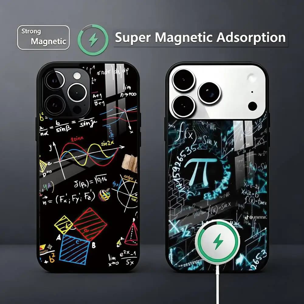 Physics Chemical Mathematics Phone Case For iPhone17,16,15,14,13,12,11 Plus,Pro Magnetic Supports Magnetic Wireless Charging