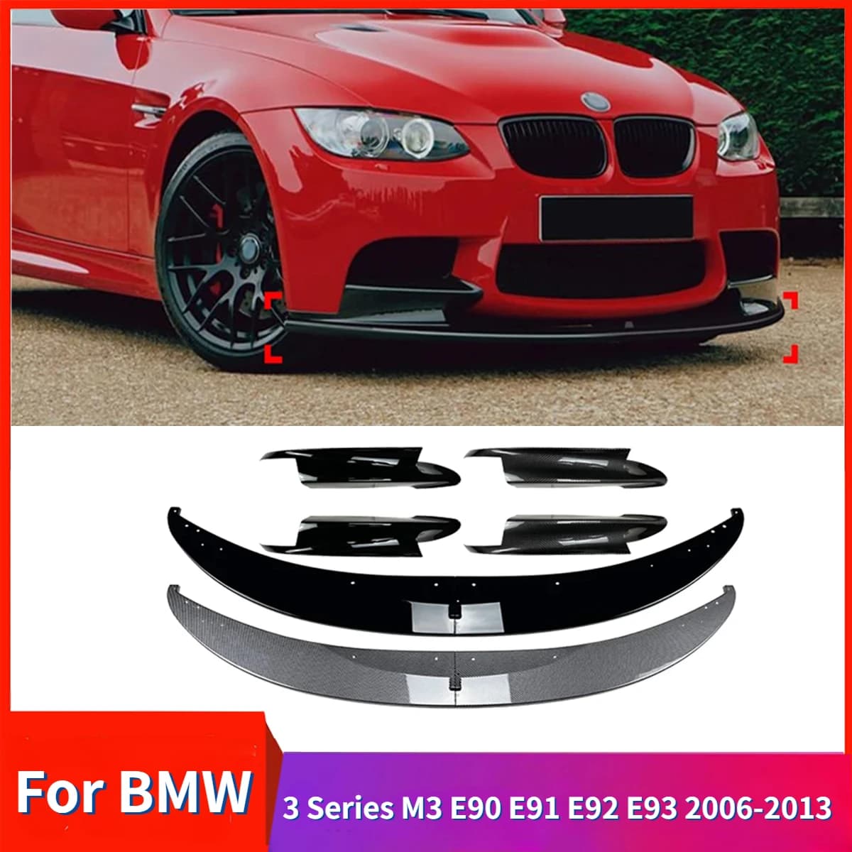 Front Bumper Lip For BMW 3 Series M3 E90 E91 E92 E93 2006-2013 Splitter Diffuser Body Kits Spoiler Bumper Protector Accessories