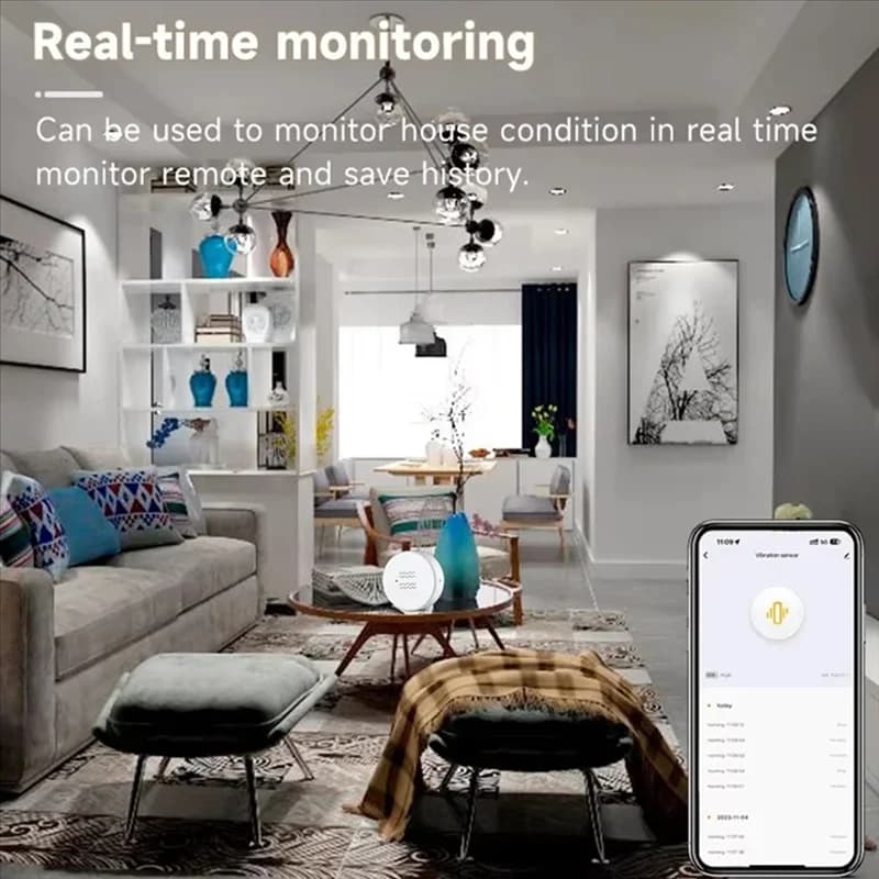 -A99Z 4PCS Tuya Zigbee Sensore di vibrazione intelligente Monitoraggio in tempo reale Allarme rilevamento porte e finestre Sistema di sicurezza domestica intelligente