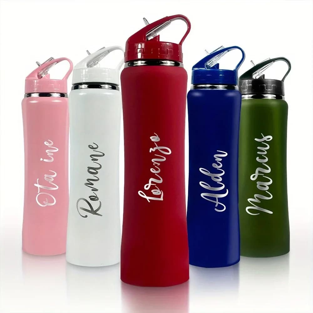 Stainless steel insulated custom bottle with straw - Fitness tray/cycling engraved, perfect gift for men and women