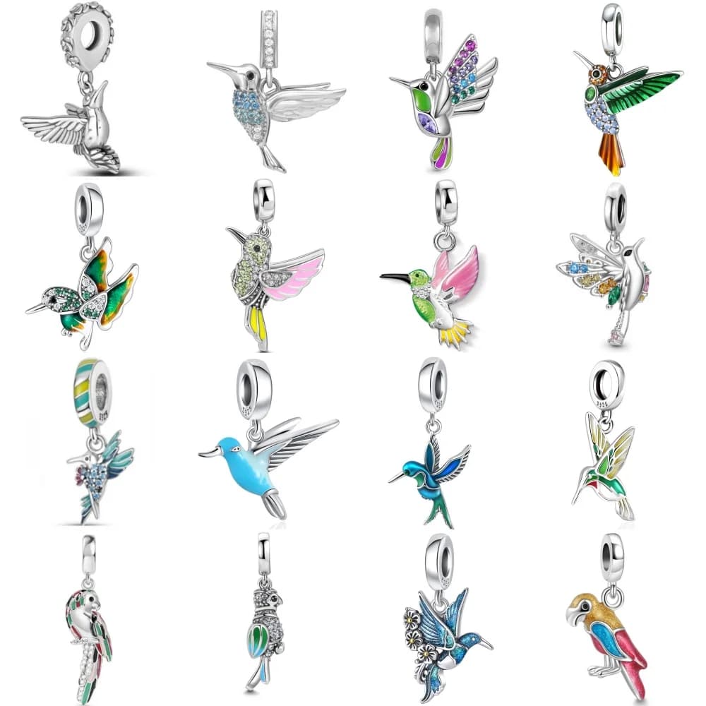 Nuovo Ciondolo a Forma di Colibrì in Argento 925 per Bracciali Europei Originali, Accessori DIY per Gioielli da Donna