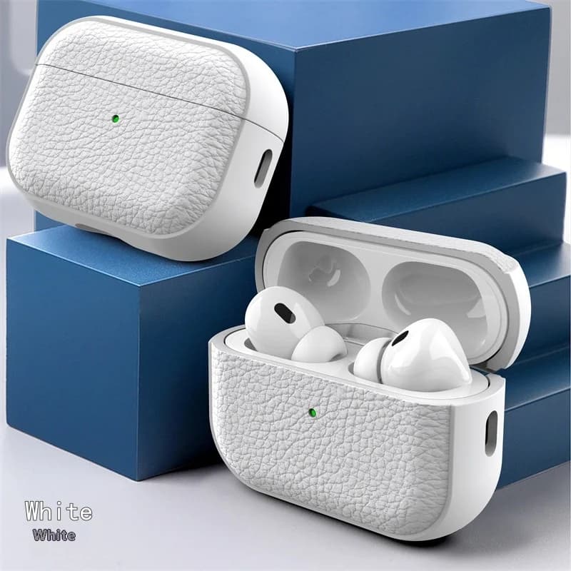 Per Airpods Pro3 Custodia di lusso in pelle Lychee Business Custodia per auricolari con cinturino a gancio Custodia per cuffie per Apple AirPods 4 3 2 1 Pro