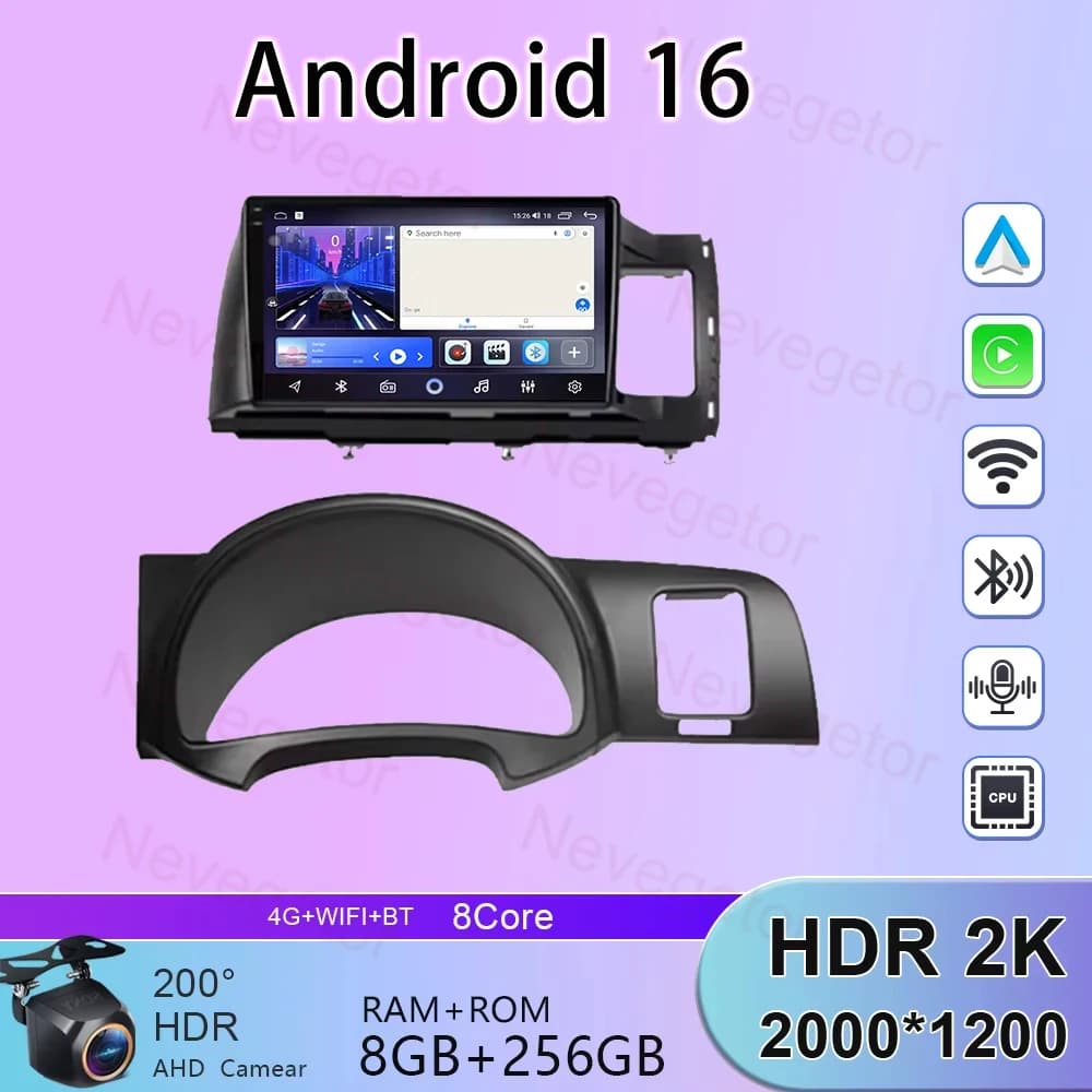Autoradio Per Toyota Wish 2006 RHD Navigazione GPS Android 14 Carplay DSP RDS 4G WIFI BT No Lettore Video DVD Android Auto 2din