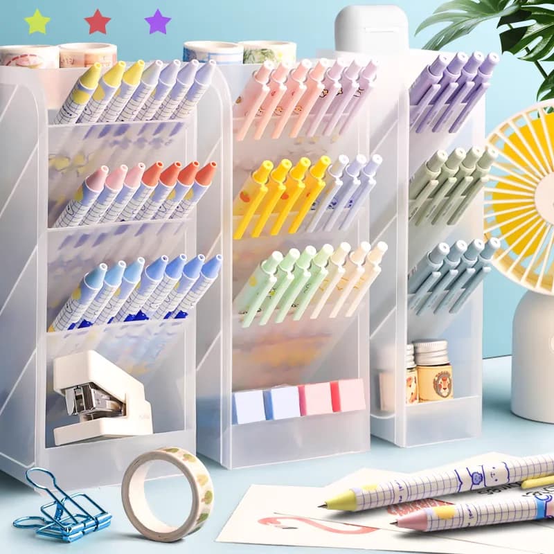 Pen Organizer Desk Organization Cute Desk Pencil Markers Cup Holder Storage Box Set Multi-Functional Stationary for Home Office