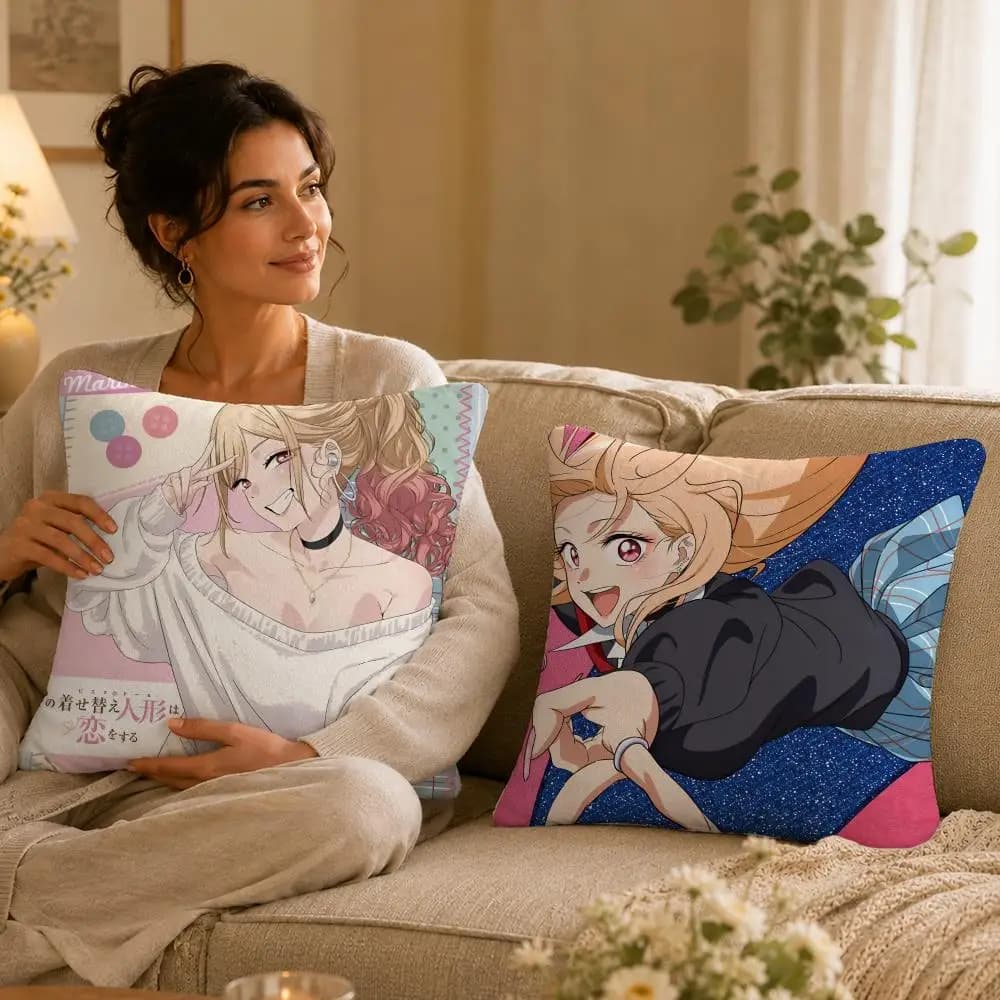 Celebrity M-Marin.Kitagawa Cushion Cover Soft Plush Pillow Cover Washable Square Cushion Case for Sofa Bed Chair Home