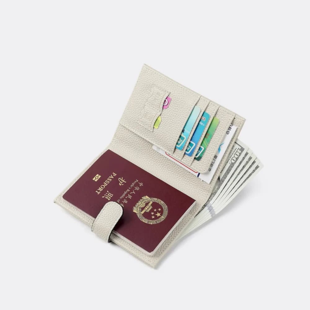 Nuovo porta passaporto RFID in pelle PU Certificati RFID in tinta unita Borsa per passaporto Portamonete multifunzione antifurto Uomo Donna