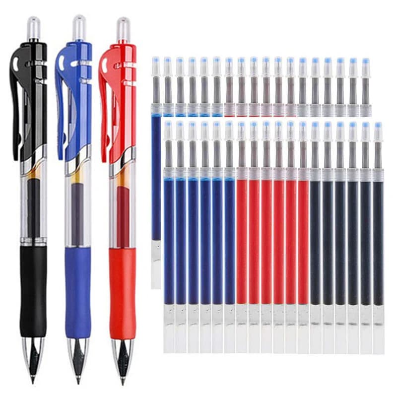 Set di ricariche per penne gel da 10/30 pezzi, set di penne per scrittura Kawaii, inchiostro nero/rosso/blu, penna a sfera da 0,5 mm per forniture per ufficio e scuola