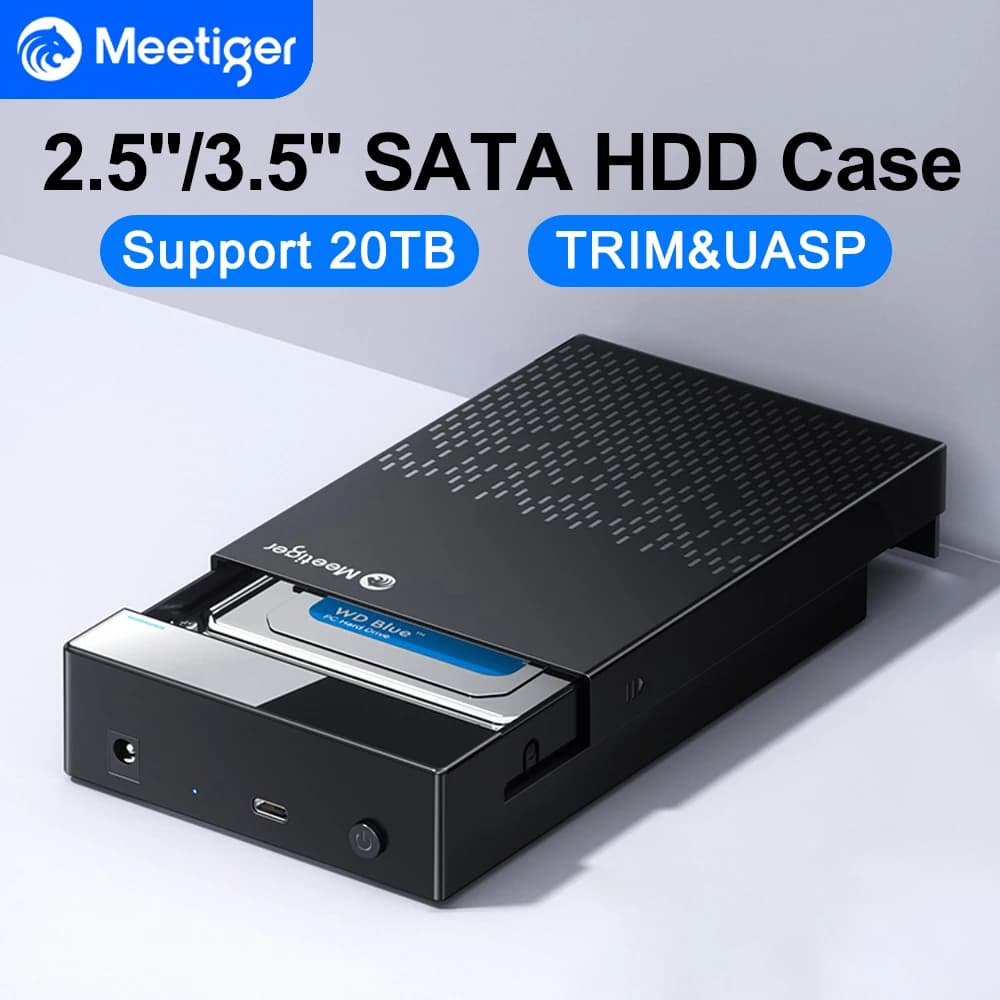 Custodia per disco rigido esterno Meetiger da 3,5 pollici Custodia per disco rigido esterno USB 3.0 Adattatore per docking station per disco rigido esterno SATA a tipo C senza attrezzi