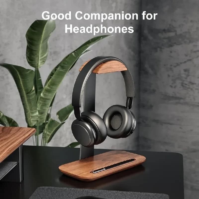 Desktop Headphone Stand with Integrated Storage Base - Universal Headset Display Holder and Support Rack for Home and Office Use
