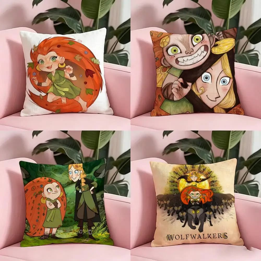 Fodera per cuscino Hit Anime W-WolfwalkersS, antipolvere, con cerniera invisibile, in morbido peluche, per divano