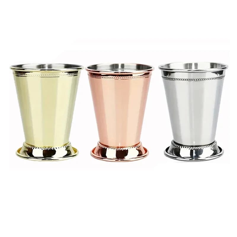 Tazza Mint Julep in Acciaio Inox 304 da 380ml – Classica Tazza Derby per Cocktail, Whisky, Bevande alla Menta e Regalo per Barman