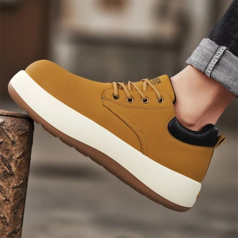 New Men's Winter Leather Shoes 2026, Low, Trendy, With Thick Sole, Casual, Versatile, Style Niche, Fashion Skate Shoes