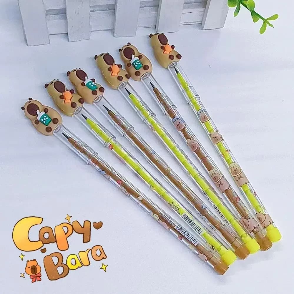 New 2Pcs/Set Capybara Cute Cartoon Non-sharpening Pencils Pen Cap HB Lead Students Writing Pens Pencil birthday gift