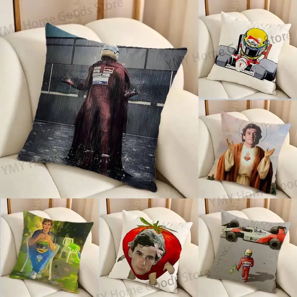The Rain God A-Ayrton S-Senna Cartoon Printing Pillowcase Customized Pillow Cover for Sofa Home Decor