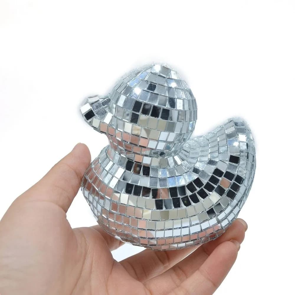 Specchio da Tavolo a Forma di Anatra Decorativa, Specchio in Vetro per Arredamento Casa, Decorazione Disco, Ornamento Anatra Disco, Anatra con Sfera Disco per la Casa