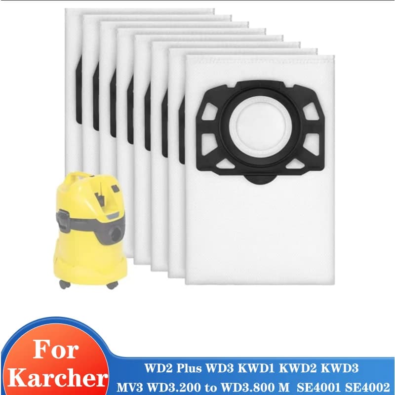 Kit Sacchetti per la Polvere Compatibili con Karcher WD2 Plus, WD 3, KWD 1, KWD 2, KWD 3, MV 3, SE 4001, SE 4002 Robot Aspirapolvere Wet & Dry