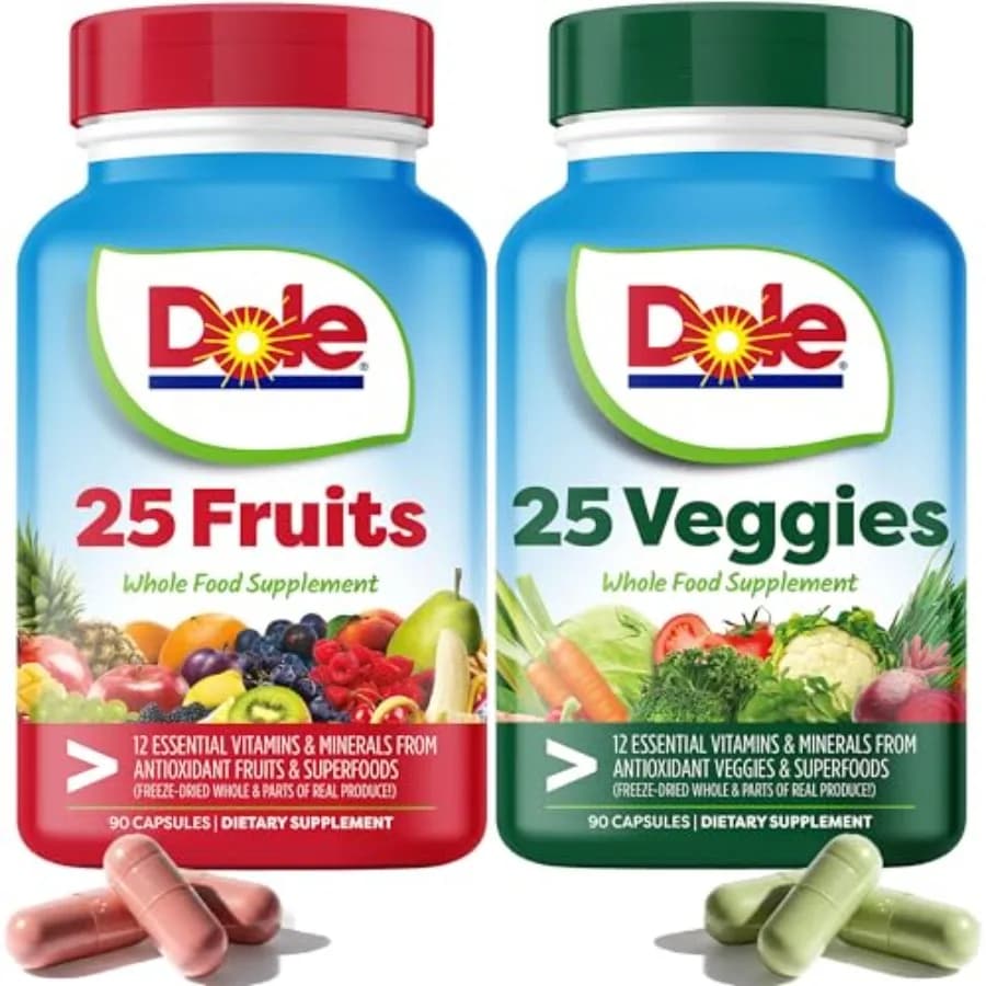 Integratore Quotidiano di Frutta e Verdura - Nutrizione Vegetale a Base di Alimenti Interi con 25 Frutti + 25 Verdure, 12 Vitamine Essenziali