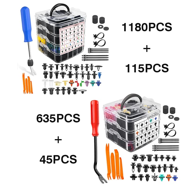 MICTUNING Clip per montaggio su auto Kit di strumenti per rimozione elementi di fissaggio automatici, fascette universali per fermacavi per rivetti parafango per Ford GM Chrysler