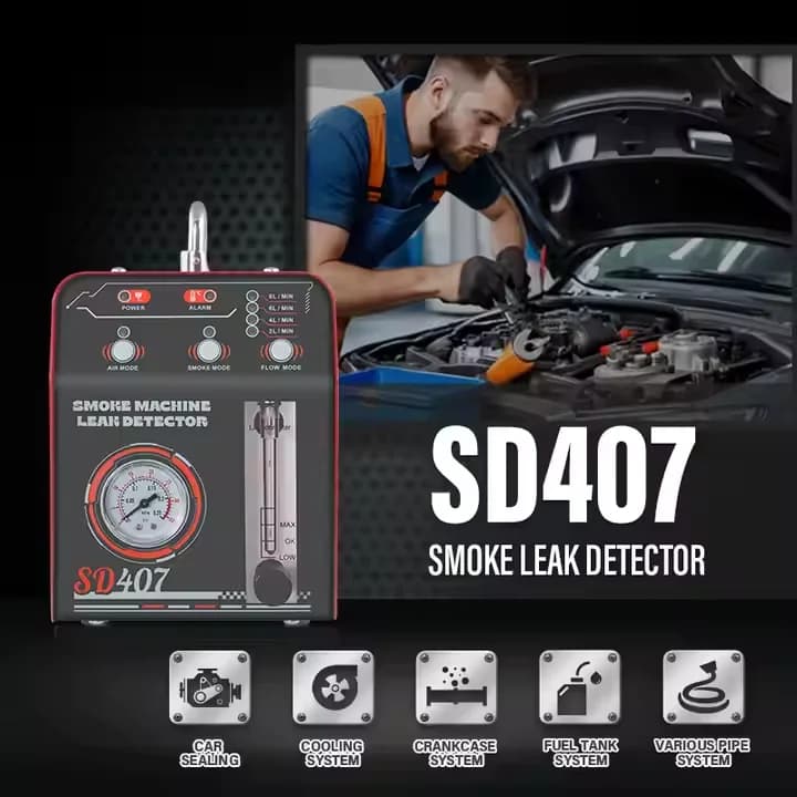 Scanner diagnostico automobilistico SD407 Rilevatore di perdite di fumo 12V per test di perdite di tubi del sistema di scarico CA/auto