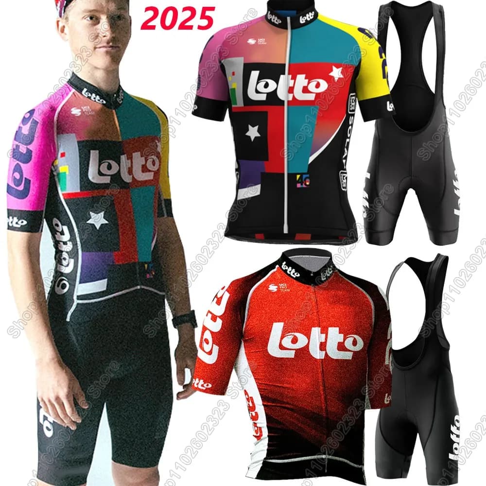 Cycling jersey Lotto team 2025 set Summer clothing Belgian men's kit Road bike shirts Cycling pants Uniform MTB