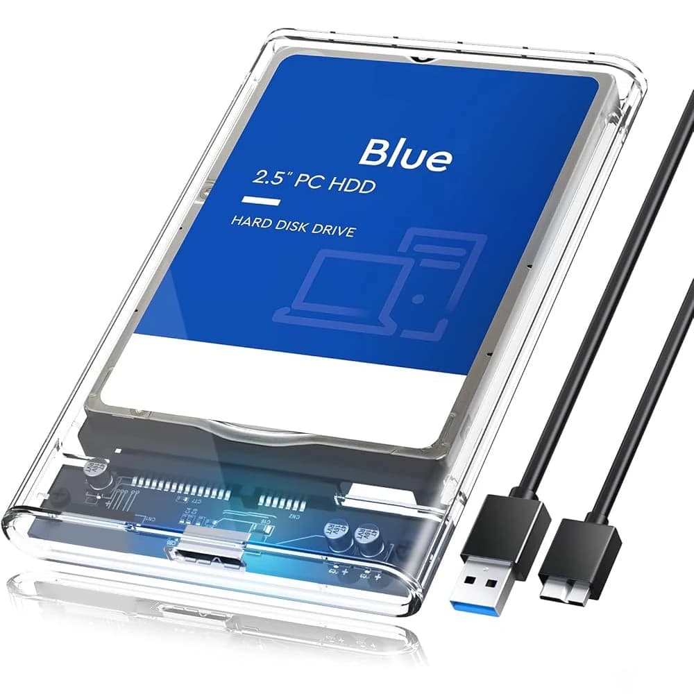 2.5 Inch External Hard Drive Enclosure,SATA to USB 3.1 Tool-Free Clear for 2.5 Inch SSD & HDD 9.5mm 7mm External Hard Drive Case