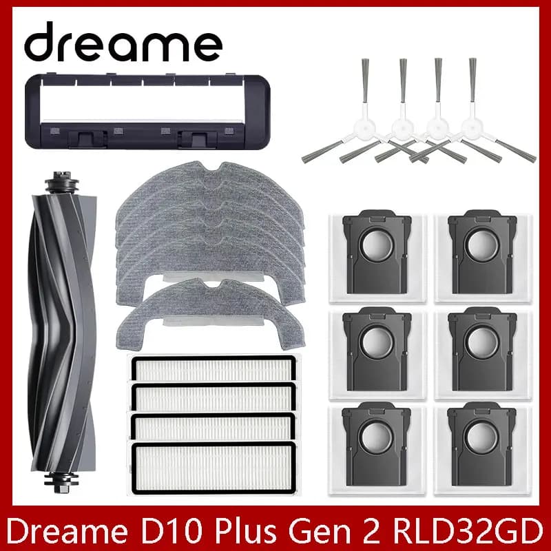 Dreame D10 Plus Gen 2 RLD32GD Robot Aspirapolvere Pezzi di ricambio Materiali di consumo Spazzola laterale principale Filtro Hepa Mop Panno Sacchetto per la polvere Accessori