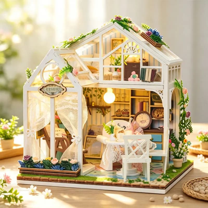 DIY Wooden Miniature Dollhouse Kits 3D Puzzle Doll Houses Assembly Building Model Toy Home Decoration for Xmas Birthday Gifts