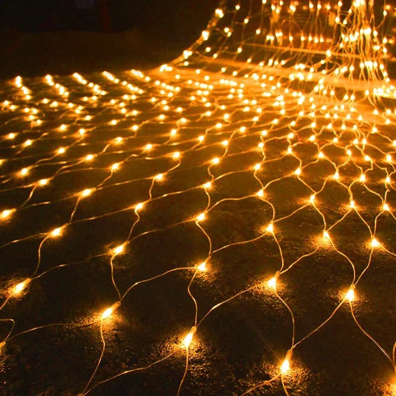 Tenda da pesca per esterni 3M Lucine a rete Decorazione da giardino Ghirlanda stradale per esterni Luci natalizie di Capodanno