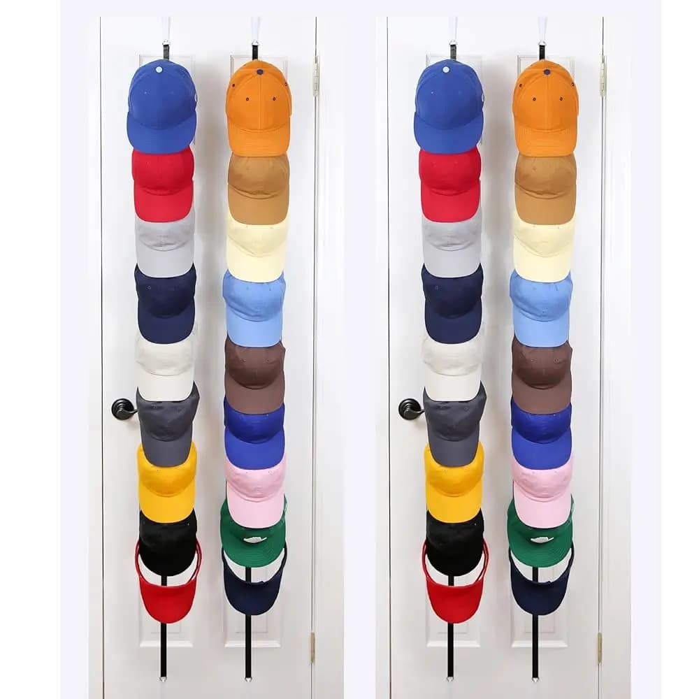 Organizzatore per cappelli, confezione da 2 | Portacappelli e Organizzatore da Appendere Sopra la Porta | Portacappellini da baseball | Appendiabiti da Porta | 4 Cinghie | Hol