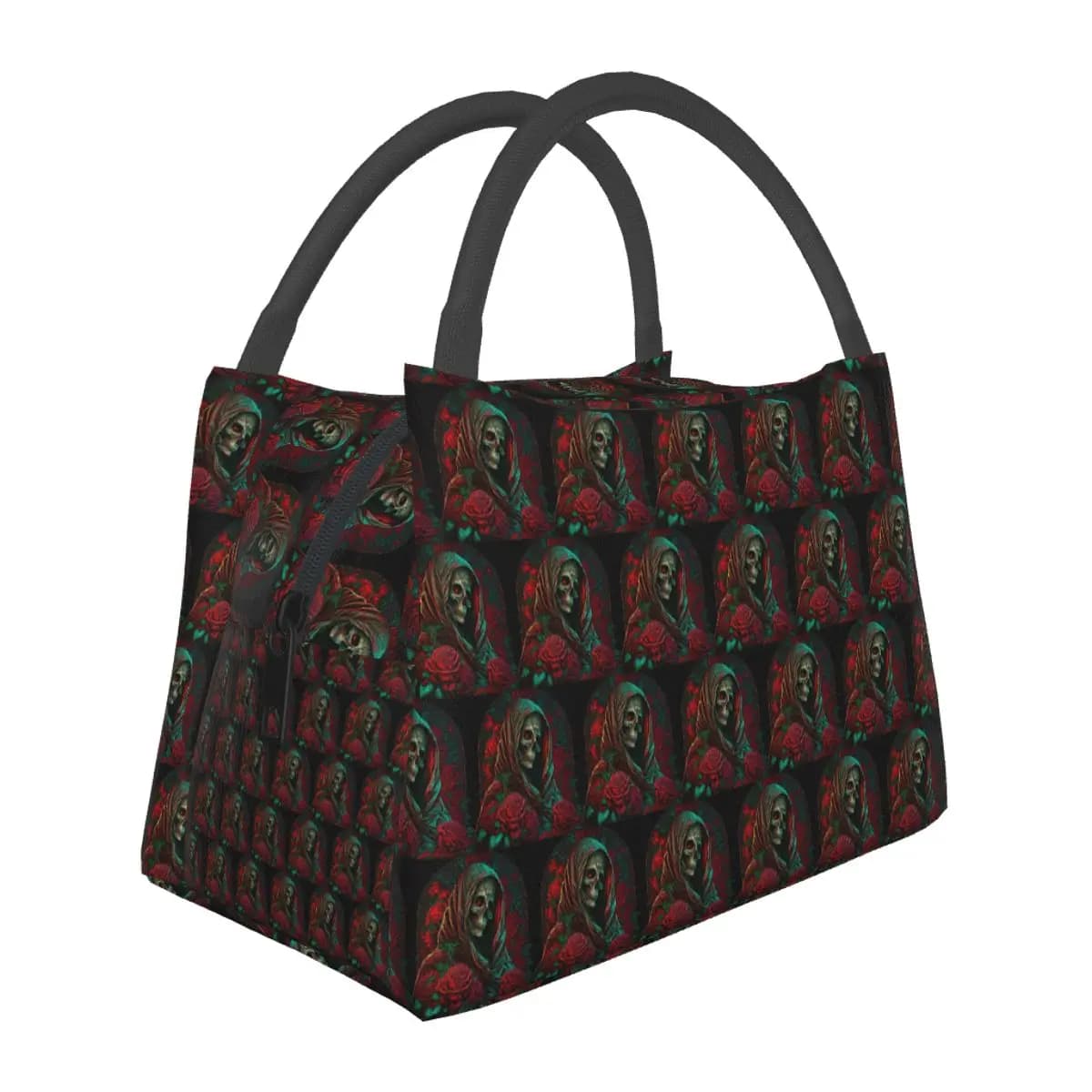 Forest Roses Santa Muerte Insulated Lunch Bag for School Picnic Storage Food Boxes Portable Container Cooler Thermal Lunch Tote