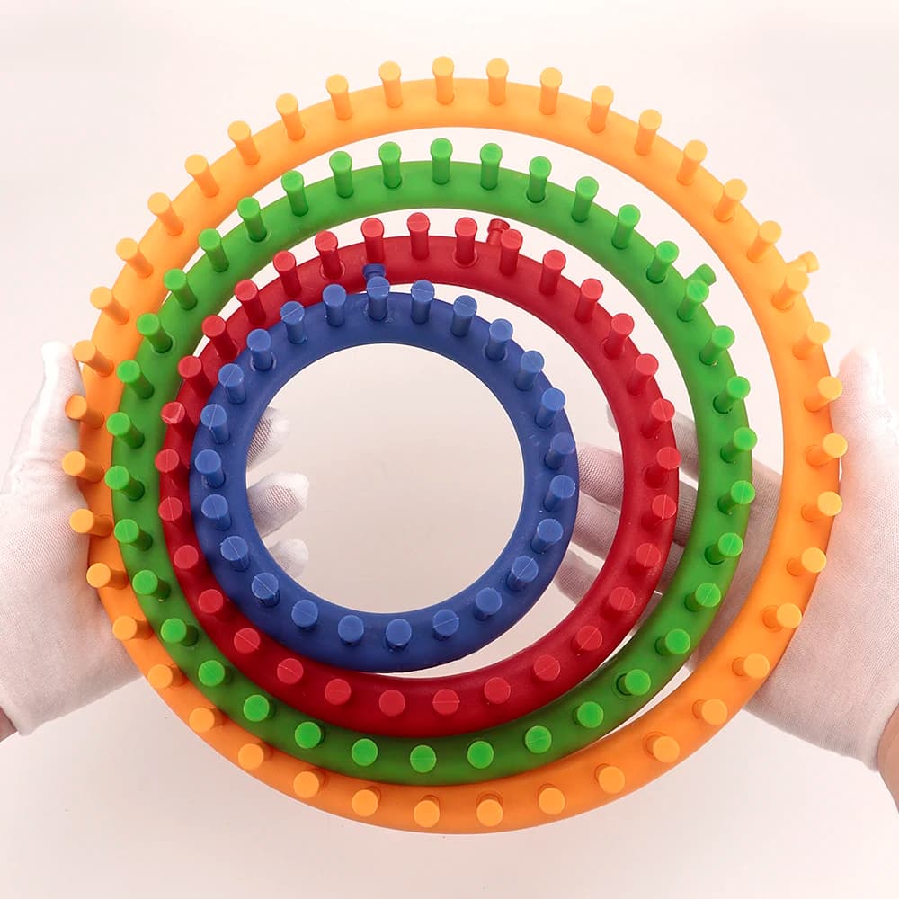 Multisize Circular Yarn Knitting Loom Tool Round Plastic Weaving Kit with Weaving Needles Crochet for Household DIY Handicraft