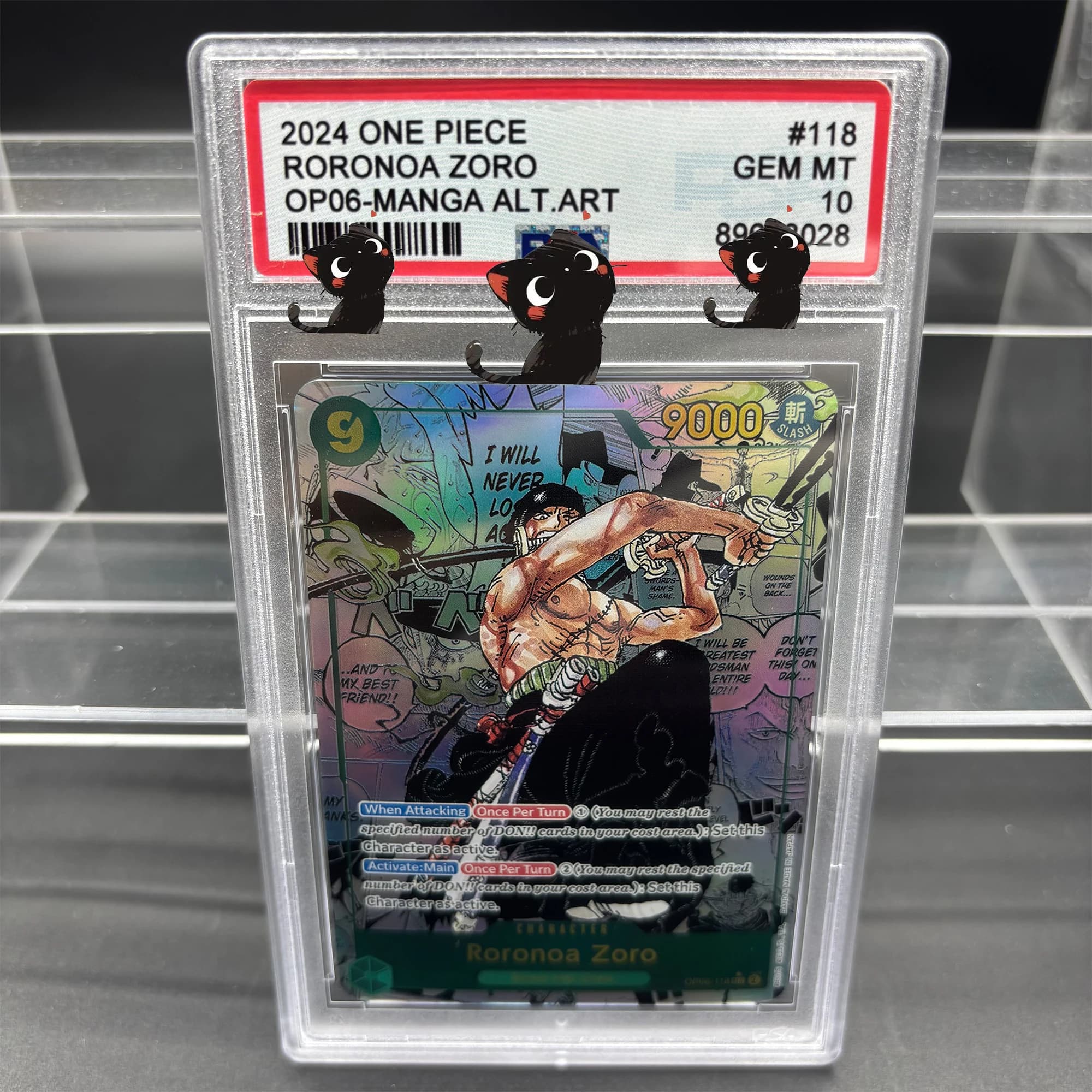 Fai da te Opcg Psa 10 2024 ONE PIECE RORONOA ZORO OP06-MANGA ALT.ART Autocontrollo Raccogliere Firma Trading Flash Card Anime Regalo