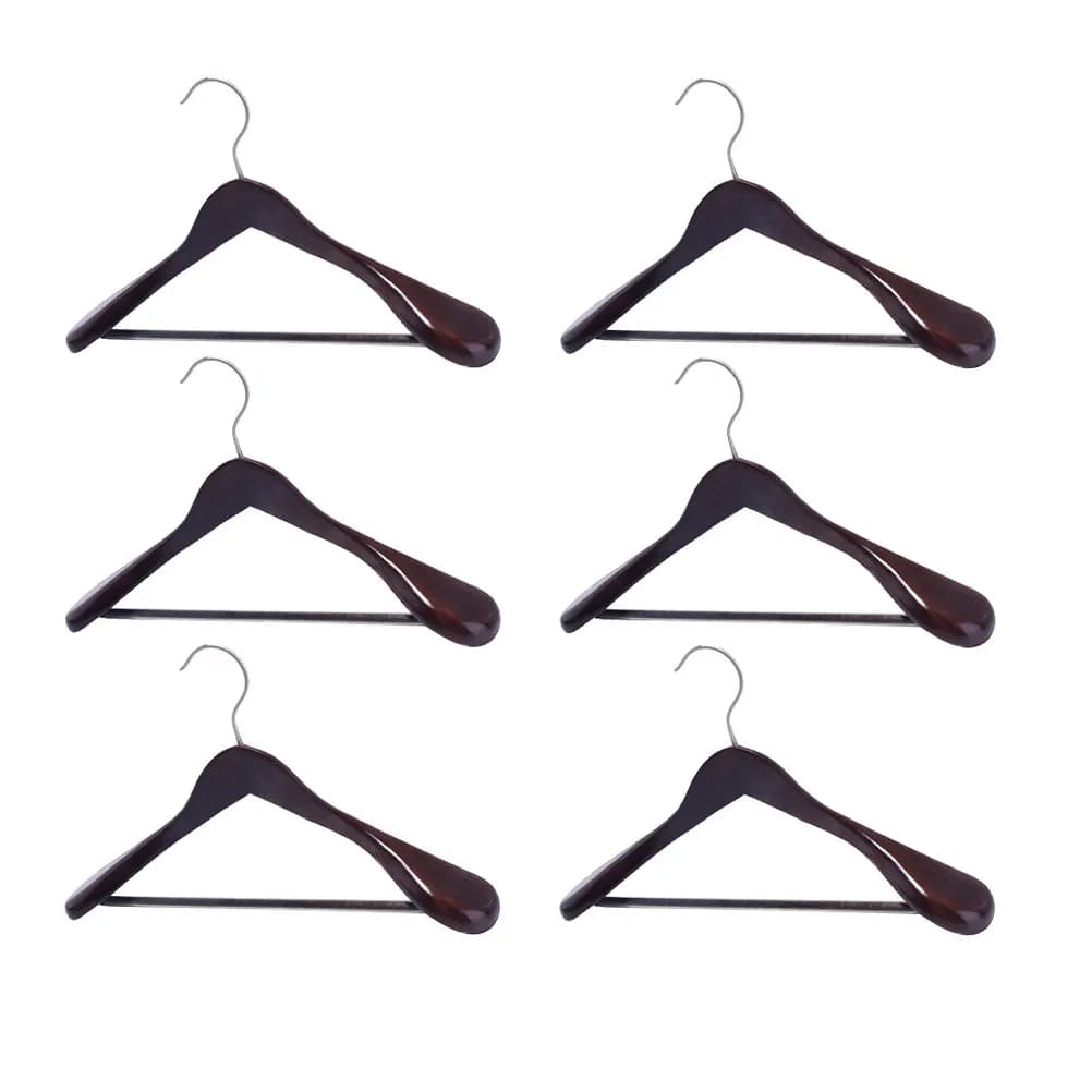 6Pcs Retro Wooden Hangers Smooth Hand Feel Clothes Drying Rack Home Hotel Closet Clothes Hanger Coat Hanger Wood Hangers