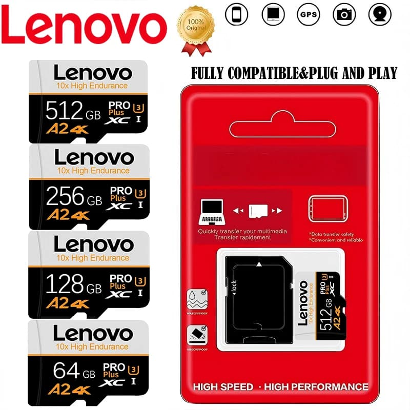 Versatile Lenovo Memory Card SD Cards Micro TF SD TF Cards 512GB 128GB 64GB 32GB U1 for Dash Cam / Smartphone / GoPro