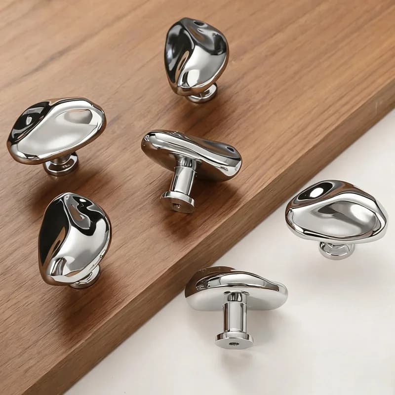 Maniglia singola piccola in argento brillante per armadio, cassetto, mobile - Nuovo design cinese