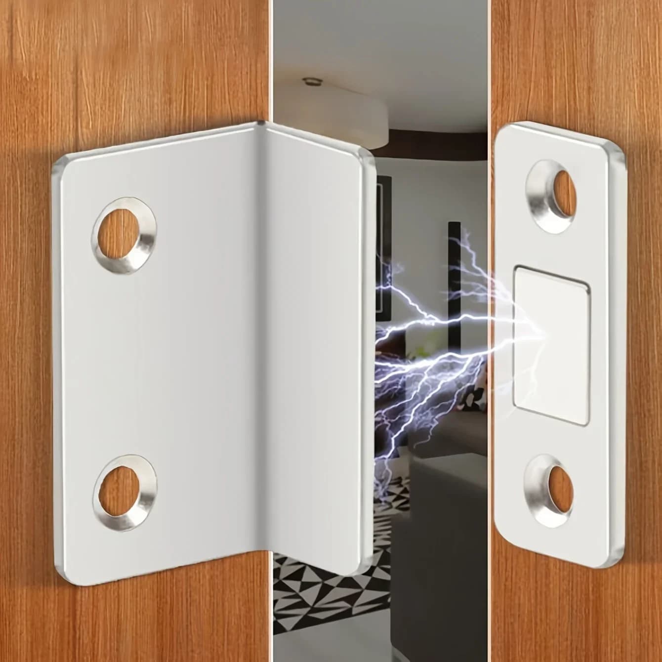 Punch Free Door Stopper Strong Magnetic L-shaped Closet Door Closer Ultra Thin Invisible Anti Collision for Home Improvement