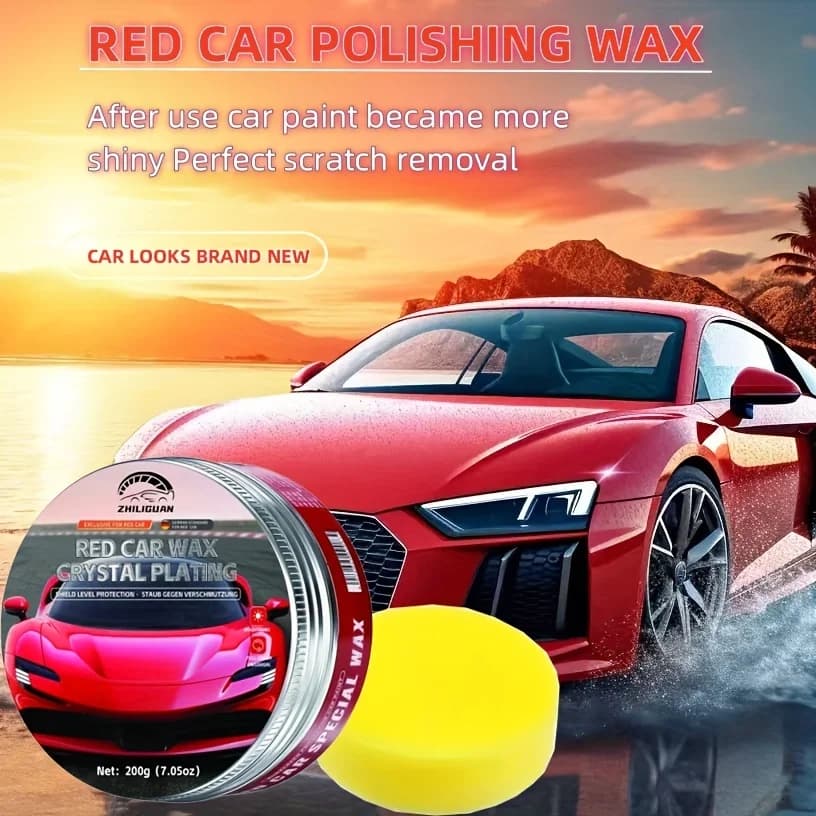 Set di cera per auto rossa: protezione rapida lucida e antigraffio, UV, facile da usare per uso domestico
