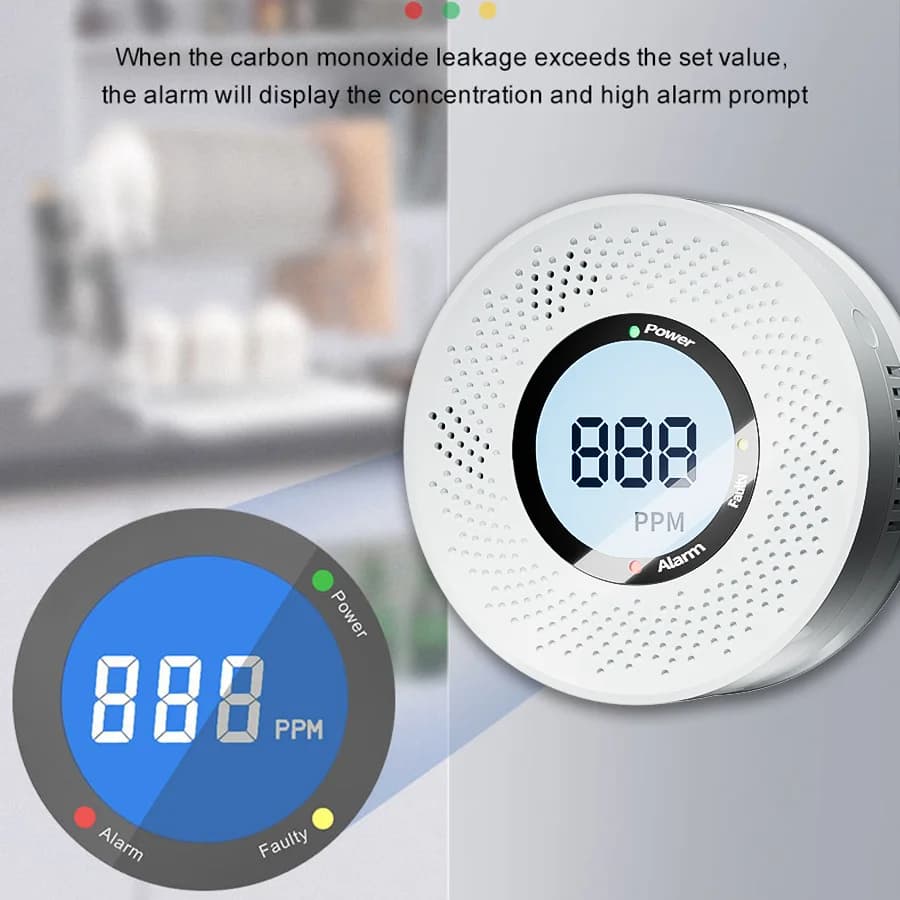 Nuovo sensore di allarme CO autonomo, display LCD, rilevatore di allarme monossido di carbonio, avviso ad alta sensibilità, allarme CO con UL2034
