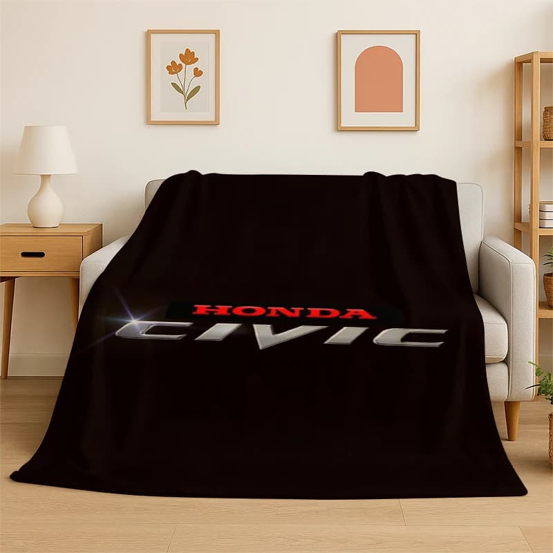 H-Honda HRC Racing Car Moto Sign Flannel Blanket Soft Warm Throw Blanket for Bedroom Living Room Bed Travel Camping Picnic Kid