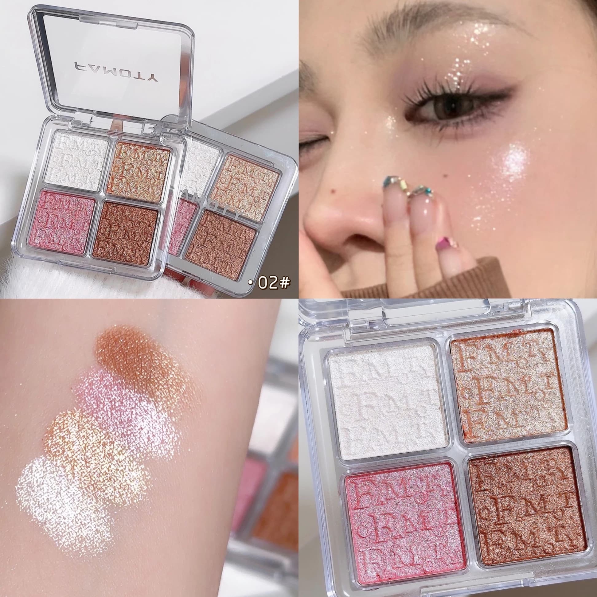 4 Color Face Embellishment Palette Natural Bagliore Lighting Table Waterproof Glitter Shimmer Makeup Polished Powder