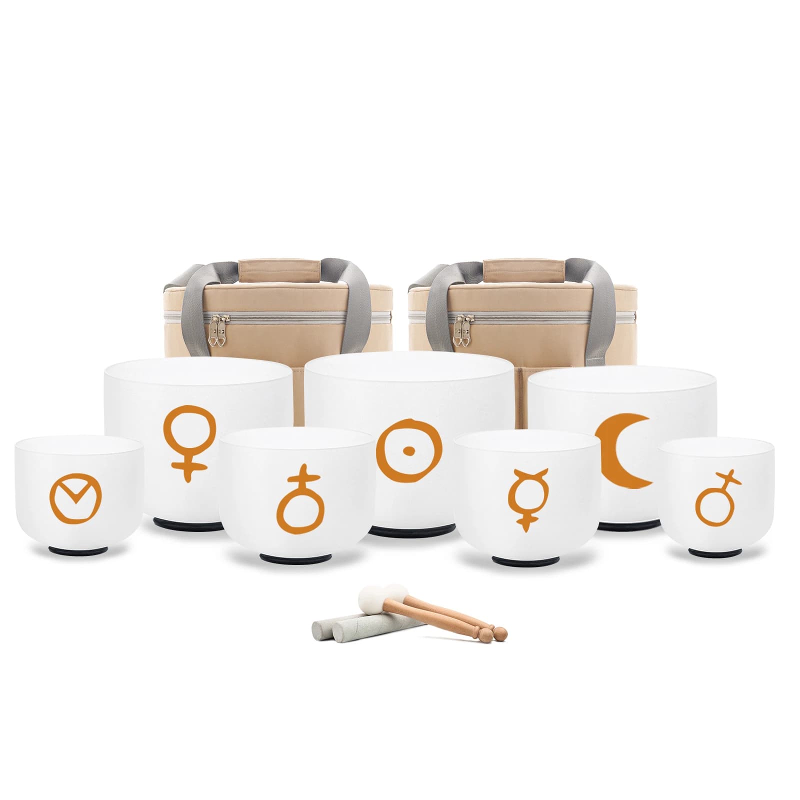 Hye-eun Planetary Energy Crystal Singing Bowls of 7pcs Set 432hz/440hz Sound Healing Bowl for Meditation, Sound Therapy, Yoga