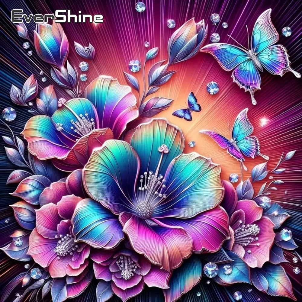 EverShine Kit Pittura Diamante Completo Quadrato e Rotondo, Ricamo a Punto Croce Fai da Te, Nuovo Arrivo, Mosaico Farfalla, Artigianato