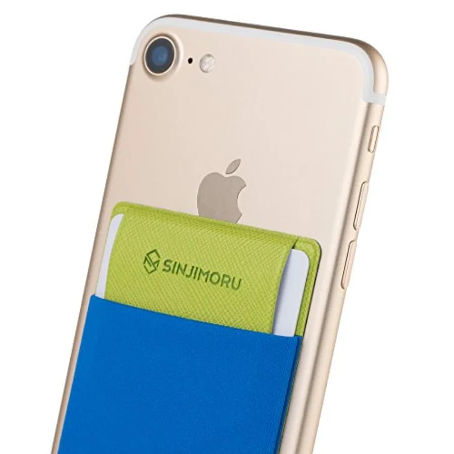 Secure Card Holder for Back of Phone, Stretchy Fabric Cell Phone Wallet Stick On Credit Card Case for iPhone and Android. Sinji