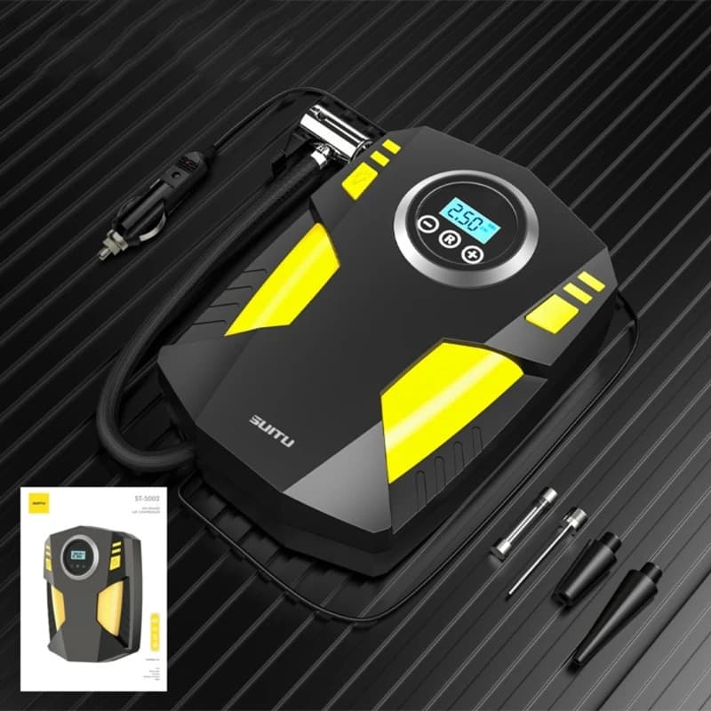 Gonfiatore per pneumatici Compressore d'aria portatile 100PSI, Pompa per bici, Pompa d'aria elettrica 12V per pneumatici per auto e biciclette con luce a LED