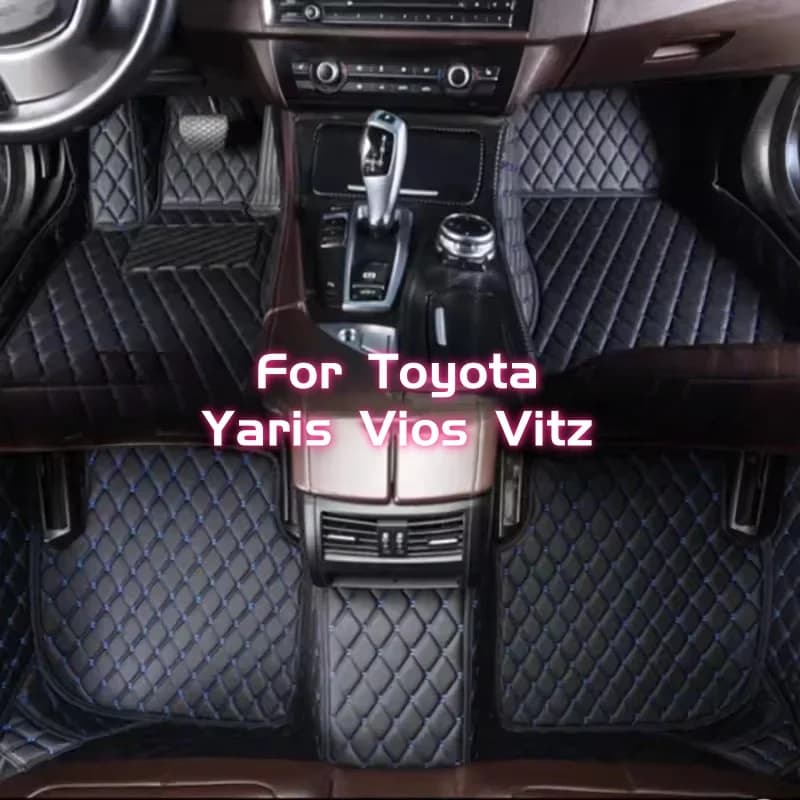 Tappetini auto personalizzati per Toyota 1997-2023 Saloon Hatchback Yaris Vios Vitz Tappeti auto antiscivolo Piede Coche Accessori