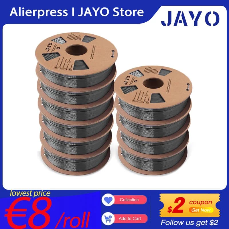 JAYO PLA Meta/PETG/SILK/PLA PLUS/ABS/TPU 3D Printer Filament 1.75mm 10 Rolls for FDM 100% No bubbel 3D Printer Materials FAI Gift